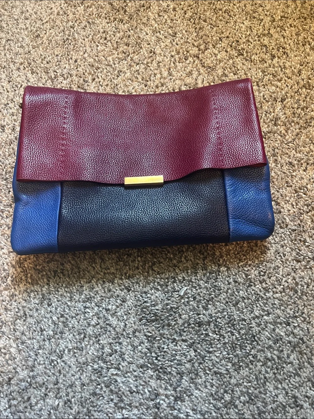Ted Baker Colorblock Leather Fold-Over Clutch - Burgundy, Blue and Navy